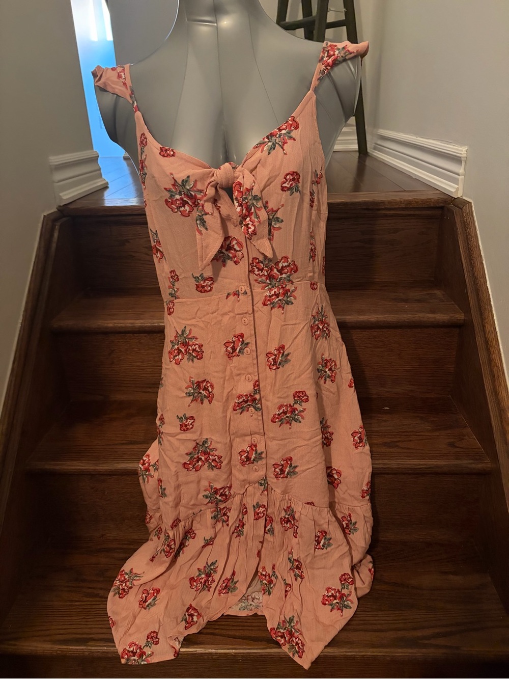 Dusty Pink Floral Tie-Front Sundress
